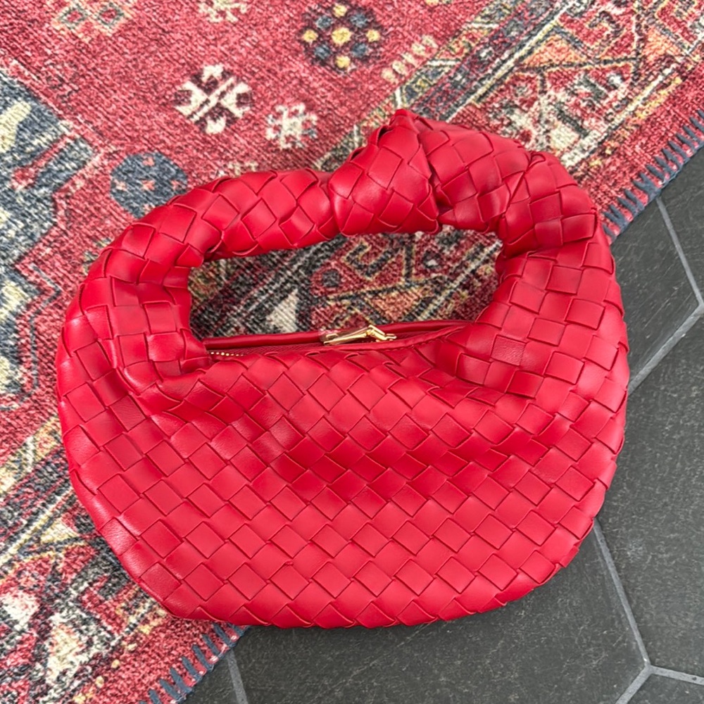 Red Woven Leather Bag
